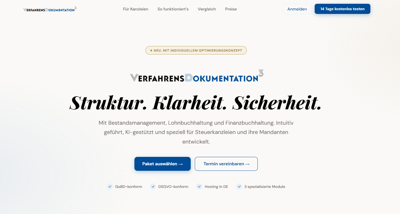 vdhoch3.de, GoBD Verfahrensdokumentation Tool